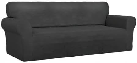PureFit Super Stretch Sofa Slipcover ?€? Spandex Non Slip Soft Couch Sofa Cover, Washable Furniture Protector with Non Skid Foam and Elastic Bottom for Kids, Pets ???Sofa, Dark Gray???