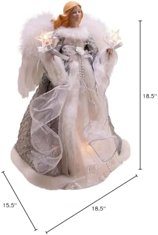 Kurt Adler UL 10-Light 14-Inch Silver and Gray Angel Treetop - Image 2