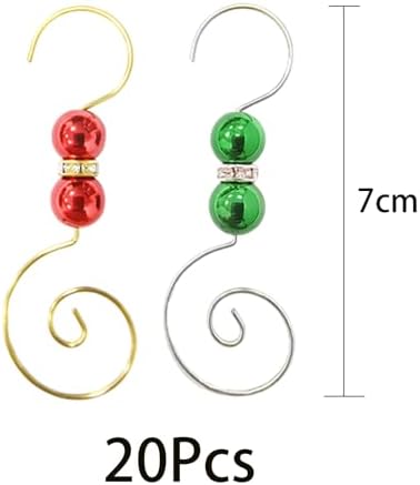 20 Pcs Ornament Hooks Metal Christmas Tree Red Green Ball Rhinestone S-Shaped Hangers Swirl Holiday Decorations - Image 5