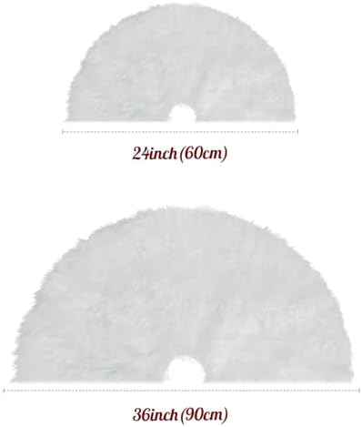 Christmas Tree Skirt 24 inch Red Faux Fur Soft Fluffy Ornaments Xmas Tree Skirts for Xmas Tree Ornaments and Party Holiday Decorations (White Plush, 24 inches) - Image 5