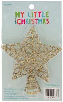 Gold Glitter Wire Star Mini Tree Topper - 5 Inch - Image 2