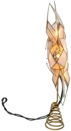Kurt Adler 11.75-Inch UL 10-Light Gold Tin Double Point Capiz Star Treetop - Image 2