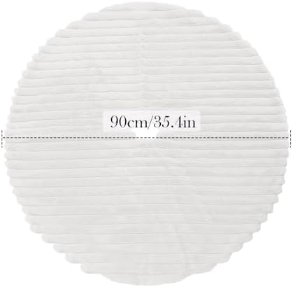 Christmas Tree Skirt White Plush 36 inch Faux Fur Xmas Tree Skirt Soft Plush Stripe Textured Pattern for Holiday Party Christmas Tree Decorations - Image 5