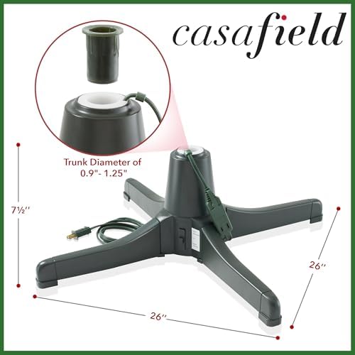 Casafield 360-Degree Rotating Christmas Tree Stand - Adjustable Revolving Base for Up to 7.5 FT Artificial Tree with 3 Built-in Electrical Outlets, Green - Image 6