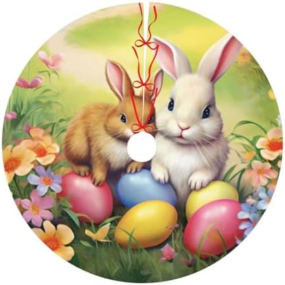 Christmas Tree Skirt, Easter Holiday Easter Rabbit Bunny Eggs Spring Flower Xmas Large Tree Mat, New Year Festive Holiday Party Decorations 36" inches - Image 7
