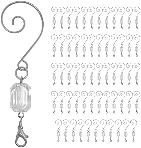 Christmas Ornament Hooks, Clear Acrylic Gem Bead Ornament Hangers with Silver Wire and Lobster Claws, Pack of 60 Decorative Christmas Tree Hooks, 3 Inch Assorted Ornament Hooks for Tree Decorating - Image 6