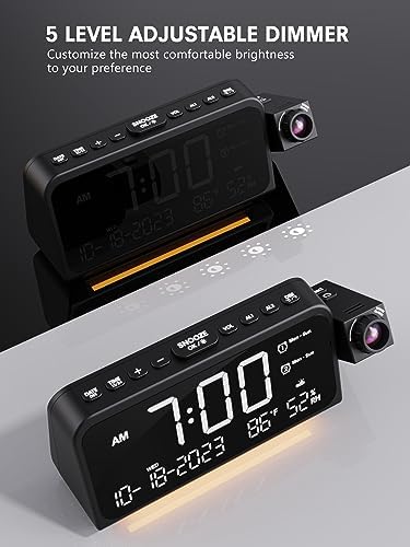 Mesqool Projection Alarm Clock Ceiling Display, with Temperature, Humidity - Image 6