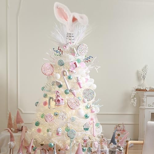 10 Inch White Pink Bunny Ear Easter Day Tree Topper, Bunny Ears Metal Spiral Bunny Ornaments Rabbit Christmas Tree Decor???for Cute Spring Easter Trees Holiday Home Decoration Party Supplie - Image 7