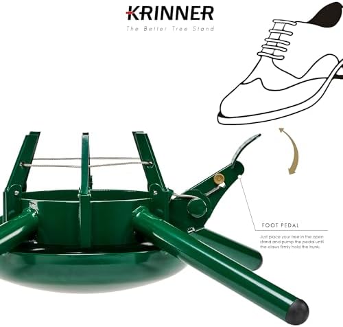 Krinner Christmas Tree Genie Steel - Green Tree Stand - Original Single Cable Operation, Holds up to 15 ft Live Trees - Foot Pedal Setup & Water Reservoir - 4 Stabilizing Feet, German Made - Image 6