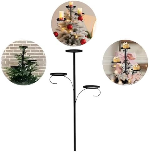 Candelabra Christmas Tree Topper???Black Metal Triple Tree Topper???23.6 Inch Christmas Tree Topper Holder for Candle?€?Santa Claus and Other Decorations - Image 4