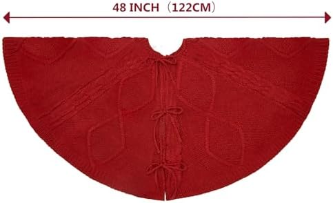 48 Inch Red Knitted Christmas Tree Skirt - Image 6