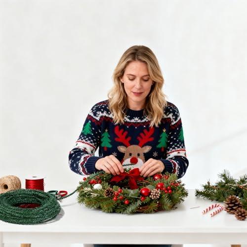 100' Christmas Artificial Pine Wire Garlands, Flexible Greenery Roping Ties - Image 6