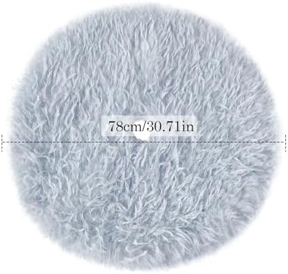 Light Blue Plush Christmas Tree Skirt Soft Fluffy Faux Fur Xmas Tree Skirt 30 Inch for Christmas Holiday Party Decorations - Image 6