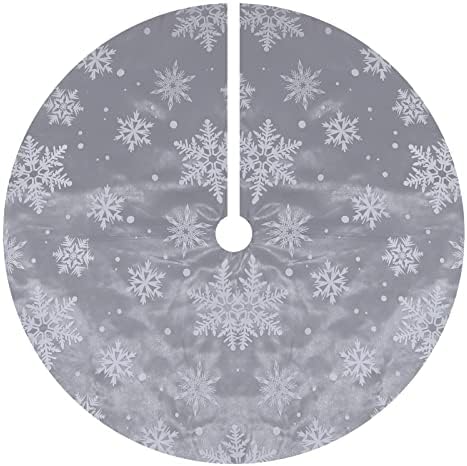 Flash World 36 Inch Large Christmas Tree Skirt Xmas Soft Cover Mat Decor Snowflake Collar Farmhouse Tree Skirt for Holiday Ornaments Party Home Indoor Decorations (Flocking Grey, 36INCH) - Image 7