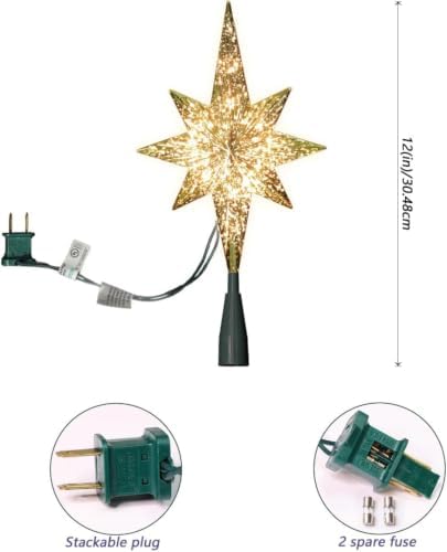 LAMPHOME 10LED Golden Bethlehem Star Tree Topper, Shiny Light Up Gold Star Treetop, Festive Christmas Tree Top Ornament for Xmas Holiday Indoor Party Home Decoration - Image 7