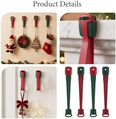 VICASKY Christmas Hangers Hooks Hanging Plastic 4pcs Ornament Wreath - Image 7