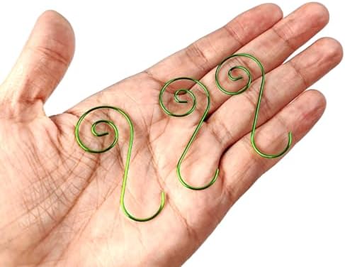 GXXMEI 200PCS Ornament Hooks for Christmas Tree, Xmas Metal Wire Ornament Hangers S-Hooks for Stockings, Balls, Party Decorations (Green) - Image 5