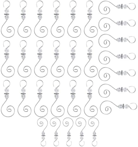 30 Pcs Christmas Ornament Hooks, S-Shaped Decorative Hangers with Crystal Beaded, Metal Wire Hooks for Christmas Tree Decorations, Suncatcher & Party Crafts (Silver & Crystal Beads) - Image 6