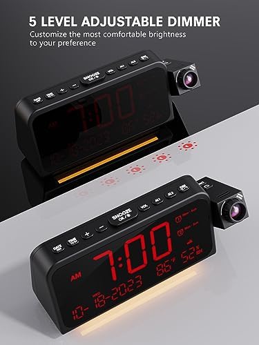 Mesqool Projection Alarm Clock Ceiling Display, with Temperature, Humidity - Image 6