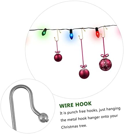 LABRIMP 40pcs Xmas Hanging Hooks Bead Design Multi-Functional Metal Hooks for Christmas Decorations Punch Installation for Baubles and Ornaments Material - Image 7