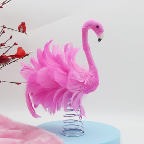 Flamingo Christmas Tree Topper Pink Artificial Feather Flamingo Christmas Tree Topper Decoration for Christmas Garden Indoor Outdoor Holiday Ornament Party (Pink) - Image 6