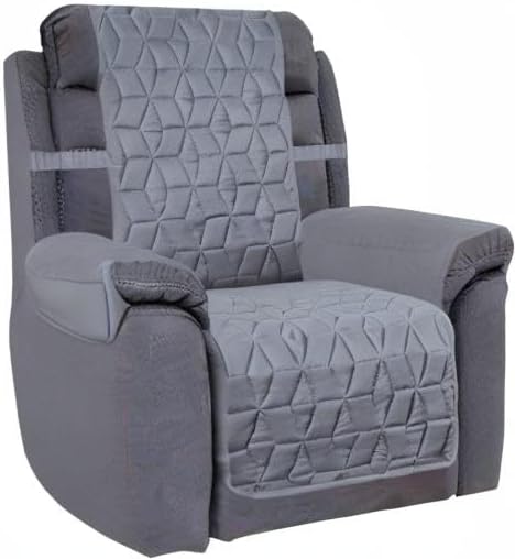 Ameritex Waterproof Nonslip Recliner Cover Christmas Decor Stay in Place, Dog Couch Recliner Cover Furniture Protector for Pets and Kids (Light Grey, 23'')
