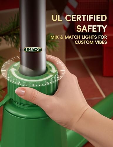 DG-Direct Musical 360° Rotating Christmas Tree Stand, Anti-tilt Noiseless, Up to 9ft 120 lb Artificial Fits 1.25–2" Tree Poles, Spinning Tree Stand with Remote, Built-in 3 Light Output Ports 800W - Image 6