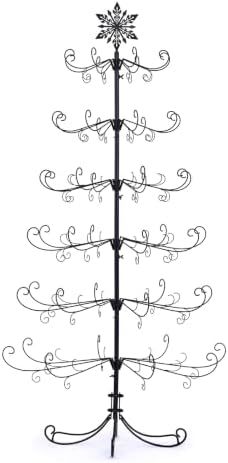 VINGLI 6ft Metal Christmas Ornament Tree Stand, Decorative Iron Display Tree w/ 192 Branches, Snowflake Topper, Ornament Display for Hanging Balls, Wrought Iron Xmas Tree Holiday Decorations, Black - Image 7