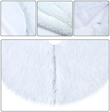 Sattiyrch Faux Fur Christmas Tree Skirt 59",White Xmas Decorations for 10ft-12ft Christmas Tree (White, 59in) - Image 5
