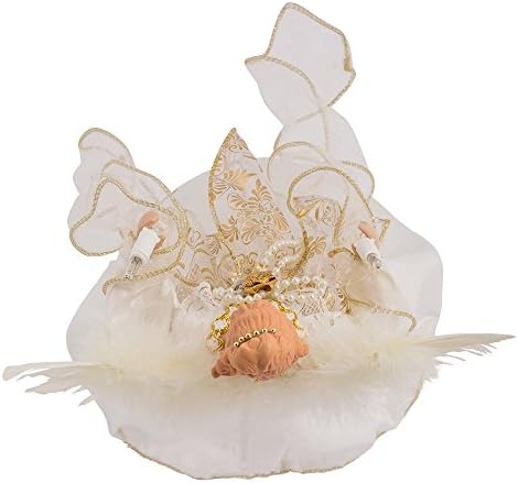 Kurt Adler 10-Light Angel Tree Topper, Ivory and Gold, 12in - Image 6