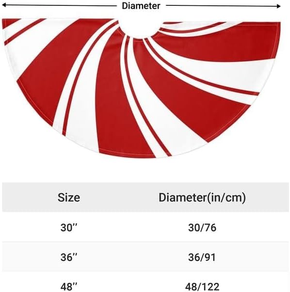 48 Inch Red Swirl Christmas Tree Skirt Sweet Candy Cane Red and White Ornaments Home Party Decoration - Image 6