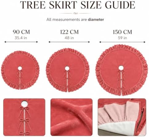Christmas Tree Skirt,Velvet Tree Skirt with Ruffled Edge, Classic Large Velvet Fur Plush Tree Skirt for Merry Christmas(Rosered,36Inch) - Image 7