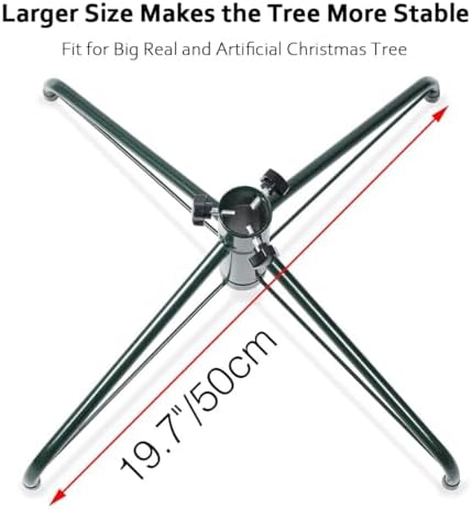 Elfjoy Christmas Tree Stand 19.7 inches Iron Metal Bracket Rubber Pad with Thumb Screw (50cm) - Image 6