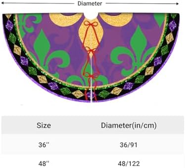 Mardi Gras Decorations Carnival Tree Skirt, Tree Mat Holiday Party Supplies Ornaments Indoor Outdoor Decorations 48 in - Image 7