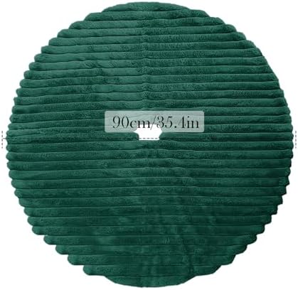 Christmas Tree Skirt Green Plush 36 inch Faux Fur Xmas Tree Skirt Soft Plush Stripe Textured Pattern for Holiday Party Christmas Tree Decorations - Image 6