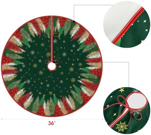 AVOIN colorlife Green Pine Stars Snowflake Christmas Tree Skirt 36 Inch - Image 6