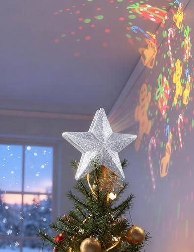 DG-Direct Lighted Christmas Tree Topper with 6 Projection Patterns, Silver - Image 6