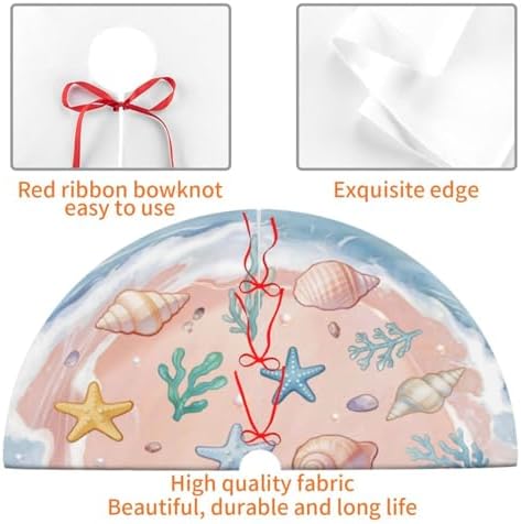 Summer Tree Skirt 48" Beach Tree Topper Pink Tree Skirts Christmas Decor - Image 7