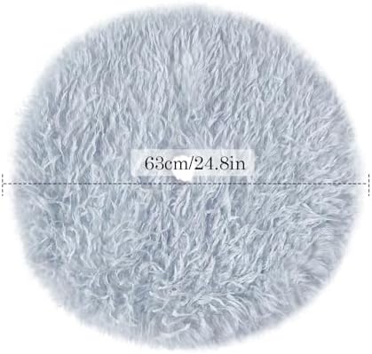Light Blue Plush Christmas Tree Skirt Soft Fluffy Faux Fur Xmas Tree Skirt 24 Inch for Christmas Holiday Party Decorations - Image 6