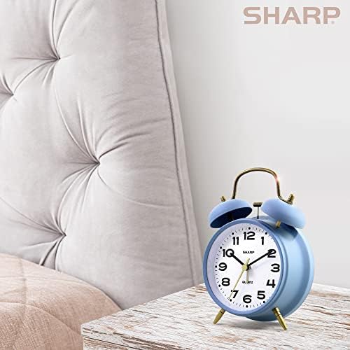 Sharp 4-Inch Twin Bell Alarm Clock for Heavy Sleepers, Cornflower Blue - Image 6
