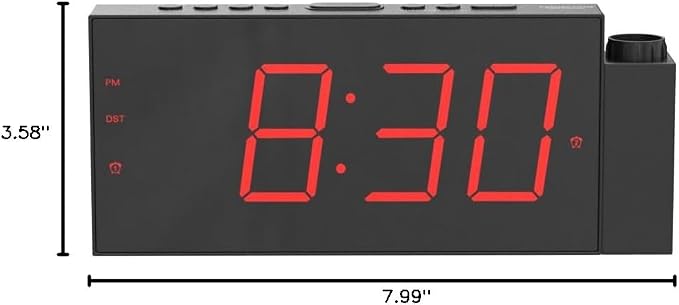 Mesqool Digital Projection Alarm Clock with Dual Alarms, 5 Levels Dimmer | 180° Rotatable Projector,12/24H & DST, Large LED, Snooze, with Battery Backup, Loud Alarm Perfect for Heavy Sleepers - Image 10