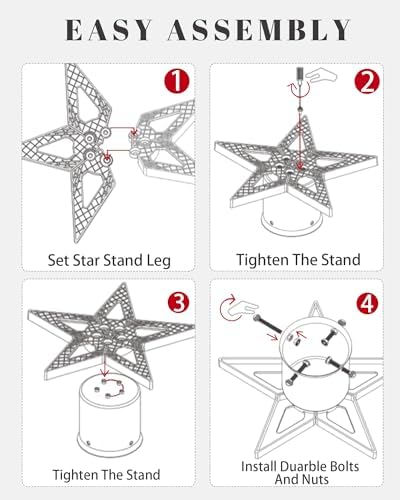 Christmas Tree Stands for Real Trees Metal Christma Tree Holder Base for 6.5ft Live Tree Red & Green Fits Up to 4.7" Xmas Tree Trunks for Home Party Xmas Decor - Image 7