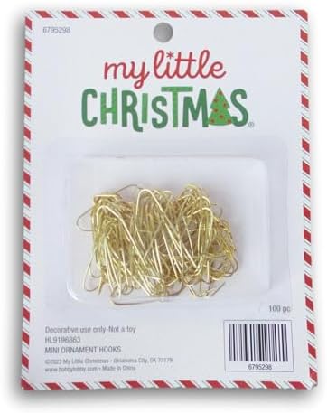 My Little Christmas Tree Ornament Mini Hooks - Hanging Hardware - 1 Inch - 100 Pieces (Gold) - Image 2