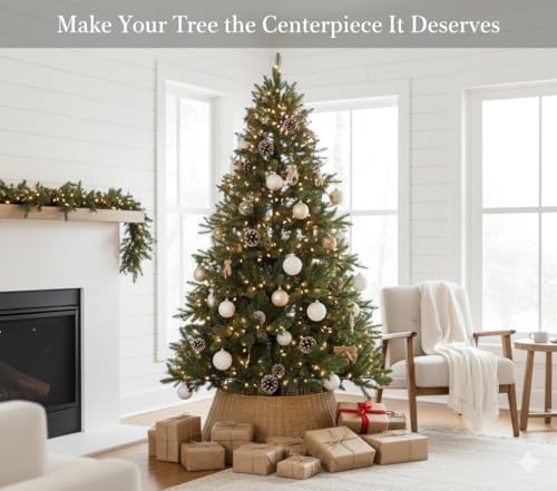 27in Farmhouse Christmas Tree Collar - Tree Basket - Natural Woven - Base Cover for Christmas Tree - Tree Skirt - Tree Ring - Image 6