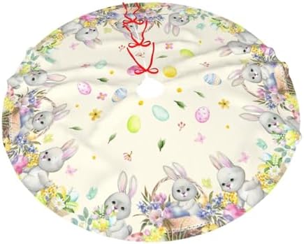 Easter Colorful Eggs Christmas Tree Skirt 48" for Xmas Halloween New Year Holiday Party Home Tree Mat Decor Ornaments Decoration - Image 7