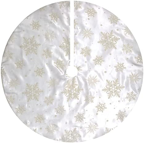 Flash World 36 Inch Large Christmas Tree Skirt Xmas Soft Cover Mat Decor Snowflake Collar Farmhouse Tree Skirt for Holiday Ornaments Party Home Indoor Decorations (Flocking White, 36INCH) - Image 7