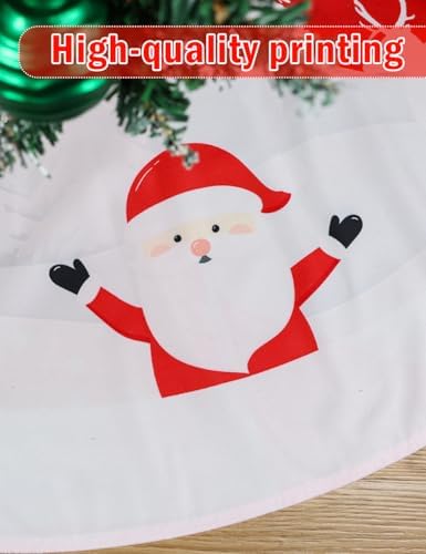 Multiwins Christmas Tree Skirt 48 inches, Red Tree Skirt Ornaments Soft Plush Christmas Tree Mat with Cute Santa Claus White Reindeer Christmas Tree Skirts for Holiday Party Indoor Outdoor - Image 6