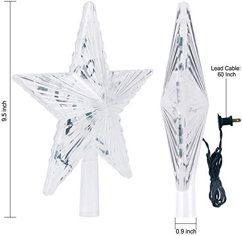 Christmas Tree Topper Lighted Star with Built-in 10 Replaceable Bulbs, 9.5” Clear Five-Pointed Star Tree Topper Plug in for Indoor Office Xmas New Year Holiday Tree Decoration, Warm White - Image 6