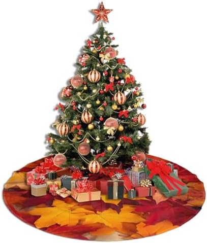 Autumn Christmas Tree Skirt, Maple Leaves Fall Xmas Large Tree Mat, New Year Festive Holiday Party Decorations 48" inches - Image 7