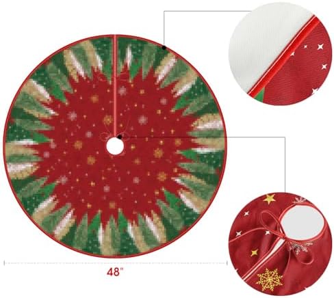 AVOIN colorlife Red Pine Stars Snowflake Christmas Tree Skirt 48 Inch - Image 6